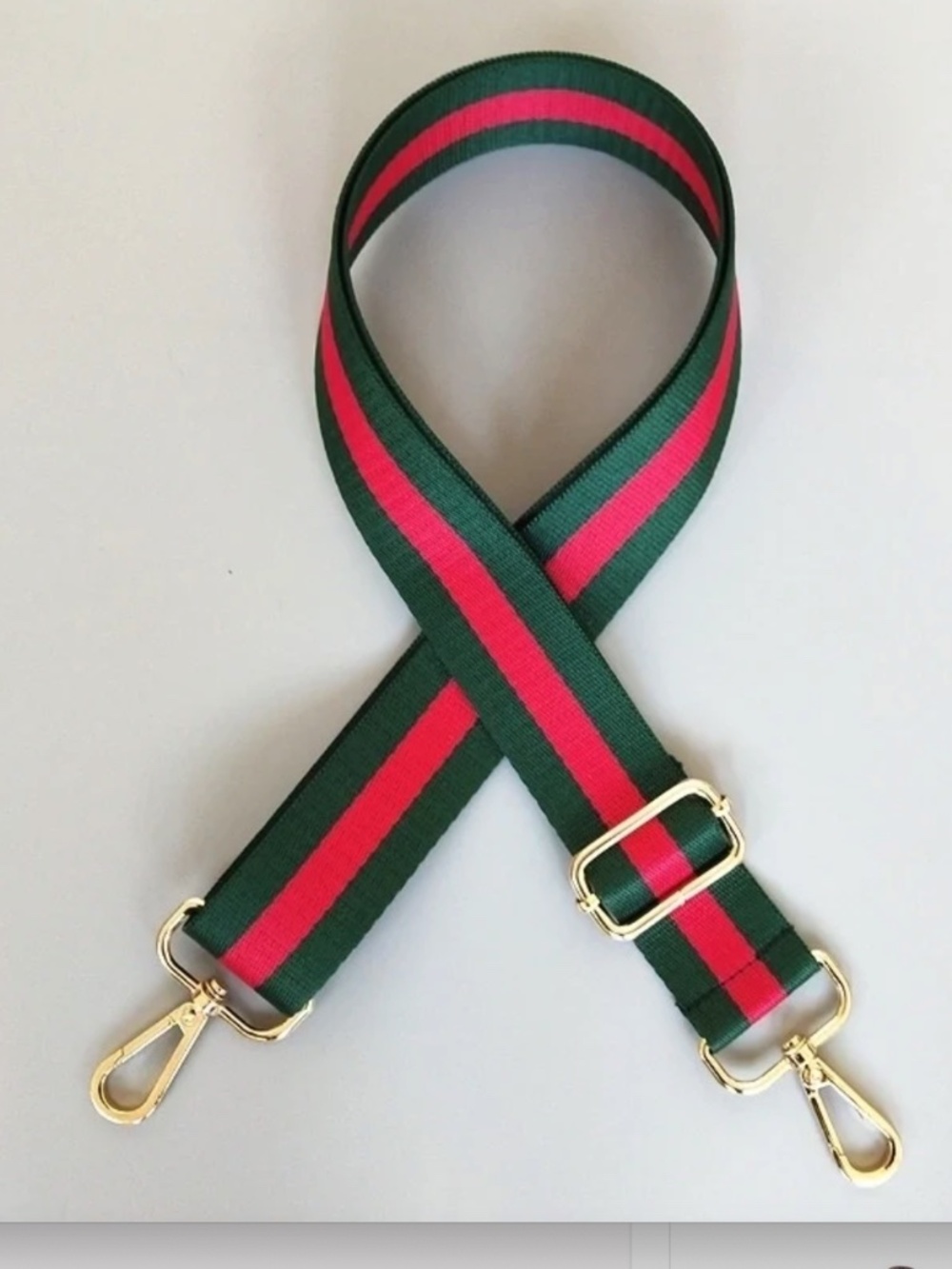 New Unbranded Crossbody Shoulder Bag Strap Replacement Green/Red Web NWT